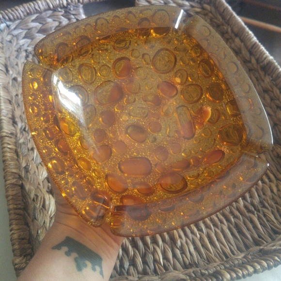 MCM Amber Bubble Vintage Ashtray - Picture 10 of 10